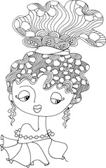 Black and white beauty hair mandala pattern design vector drawing