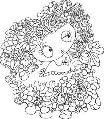 Black and white beauty hair mandala pattern design vector drawing