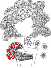 Black and white beauty hair mandala pattern design vector drawing