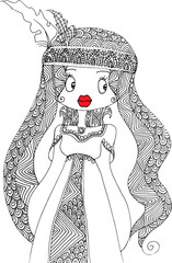 Black and white beauty hair mandala pattern design vector drawing
