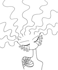 Black and white beauty hair mandala pattern design vector drawing