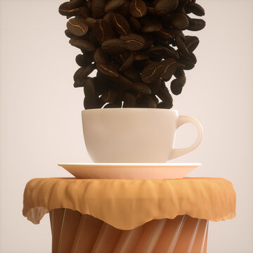 concept with coffee cup and coffee beans