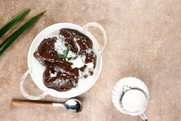 Bubur Tepung Garut or Kerut is arrowroot flour porridge with coconut milk.