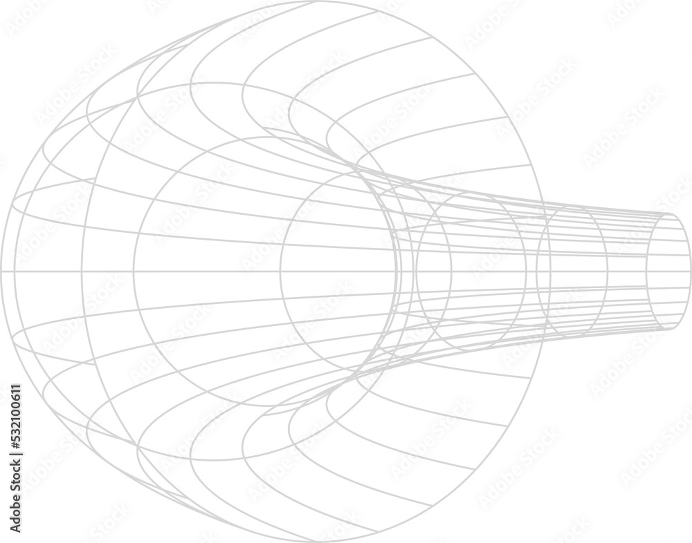 Poster funnel surface digital wireframe shape or figure