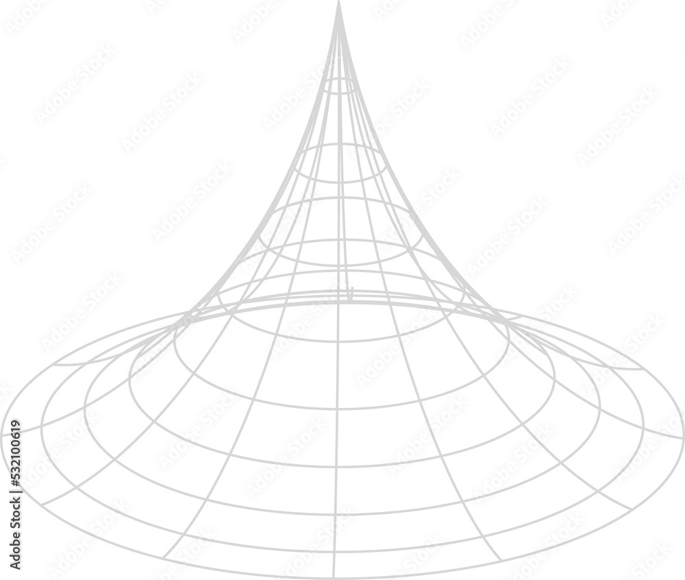 Poster cone 3d wireframe, mesh figure or virtual shape