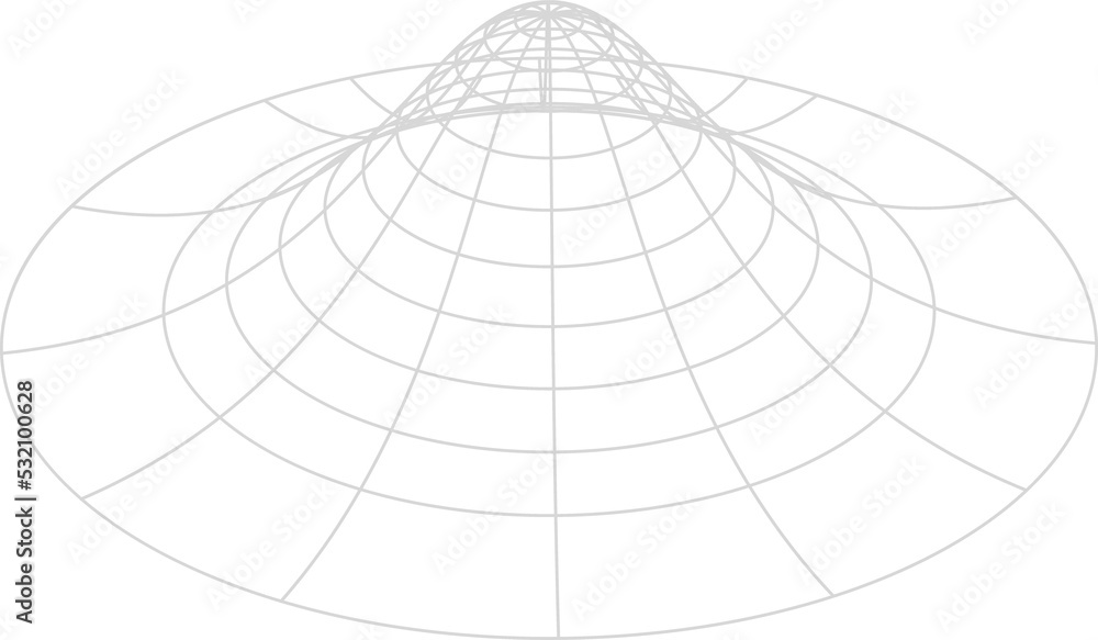 Poster cone or hill wireframe geometric 3d vector figure