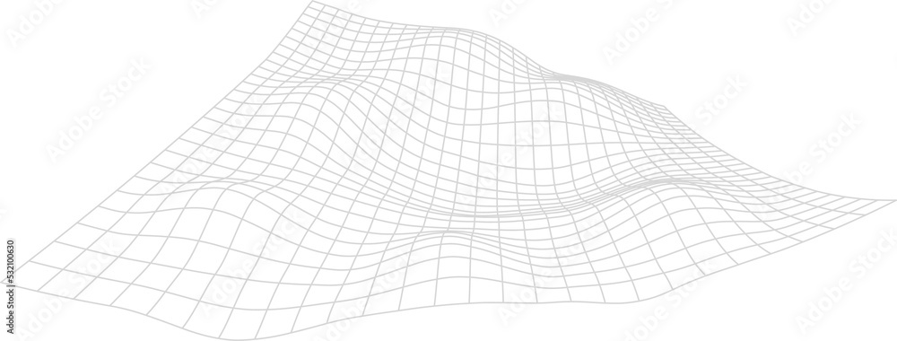 Poster surface relief wireframe grid or terrain 3d model