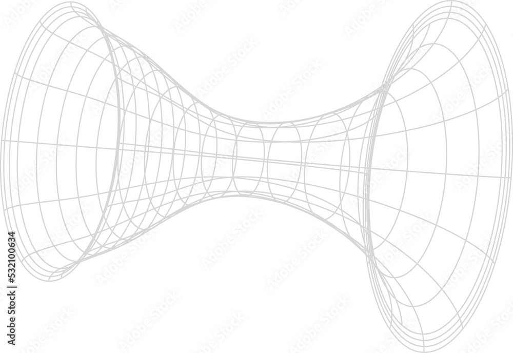 Poster Wormhole tunnel 3d mesh, wireframe vector shape