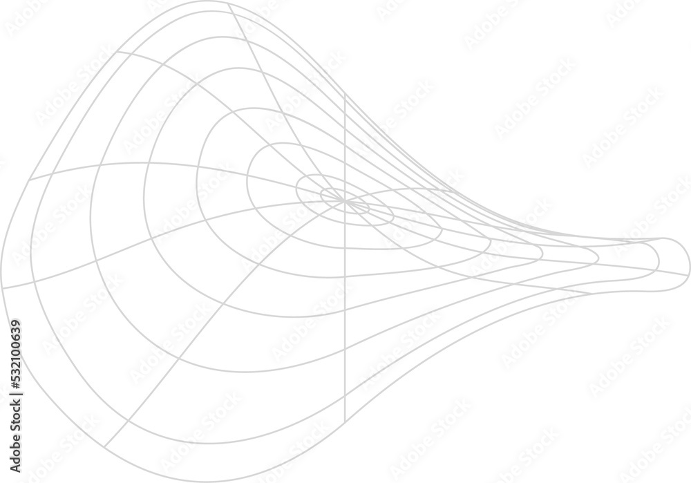 Poster curved space surface 3d shape, wireframe model