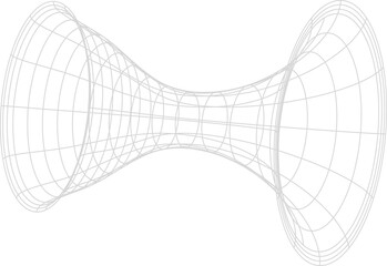 Wormhole tunnel 3d mesh, wireframe vector shape
