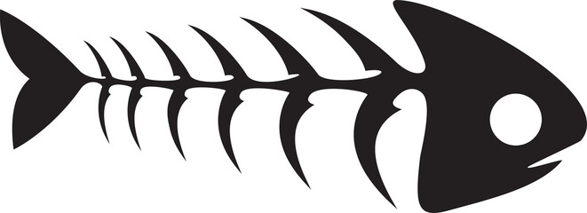 Isolated fish bone icon, fishbone silhouette