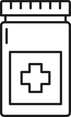 Obraz premium Pet animal medicines drugs container outline icon