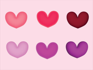 3d gradient heart shape vector on pink background