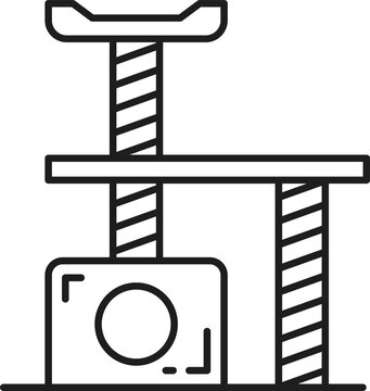 recommend clip art: Cat and kitten house with scratcher outline icon