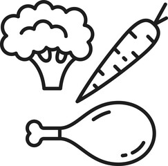 Healthy food icon with broccoli, carrot and meat