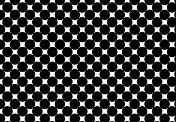 Black dots and white squire mesh pattern, black polka dots, black circle pattern design for textile, clothes, wrapping, wallpaper, background and texture