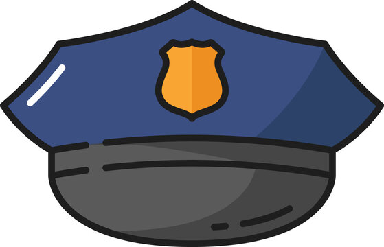 Officer cap with badge isolated policeman headwear