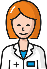 Woman doctor nutritionist dietitian outline icon