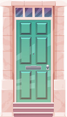 Cartoon front door with marble doorway design