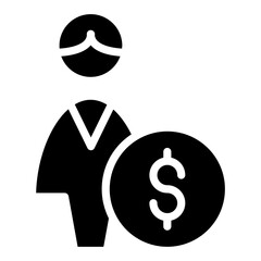 user with coin dollar icon