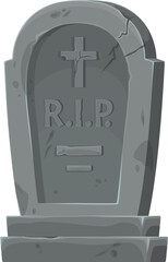 Cemetery tomb with RIP engraving, isolated grave