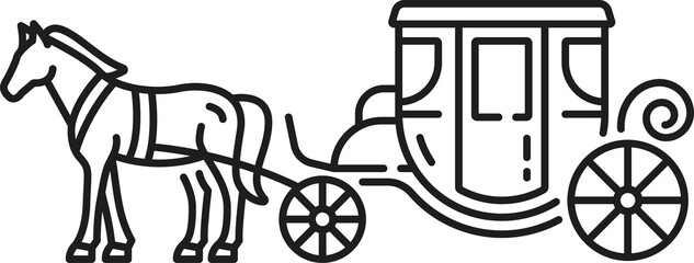 four wheeled vintage coach outline horse carriage © Vector Tradition