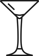 Martini cocktail glass isolated outline glassware