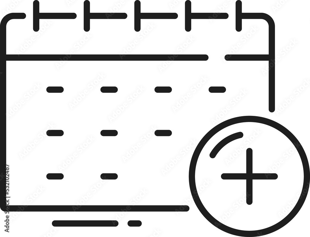 Poster Calendar with decline cross sign, line plus icon
