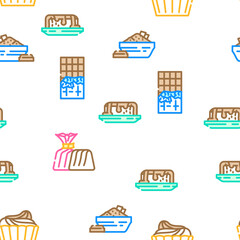 Chocolate Sweet Food And Drink vector seamless pattern thin line illustration