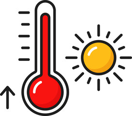Weather forecast outline icon, hot temperature