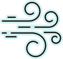 Weather forecast color outline icon, wind storm