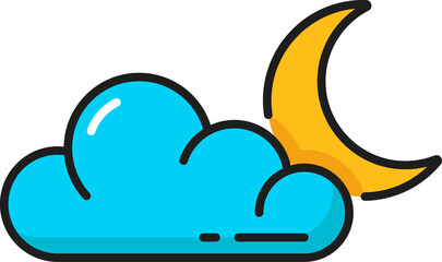 Weather forecast, cloud overcast and moon icon
