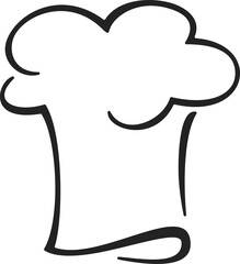 Toque, chef hat isolated baker or cook outline cap