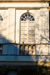 Beautiful old  town , canals and medieval buildings of Brugge during autumn , winter sunny day : Brugge , Belgium : November 30 , 2019