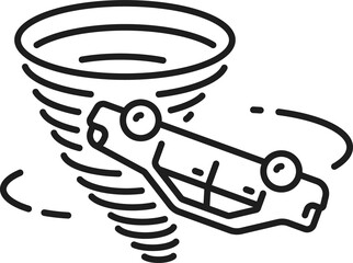 Car damage in natural disaster thin line icon