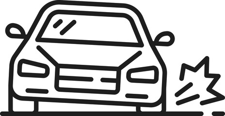 Car damage, collision or accident thin line icon
