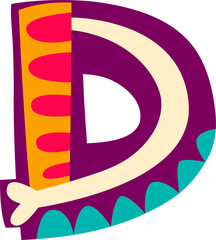 Mexican font cartoon symbol, ABC colorful symbol