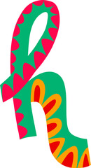 Mexican cartoon font letter, English ABC symbol