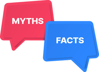False versus truth, myths facts speech bubble news