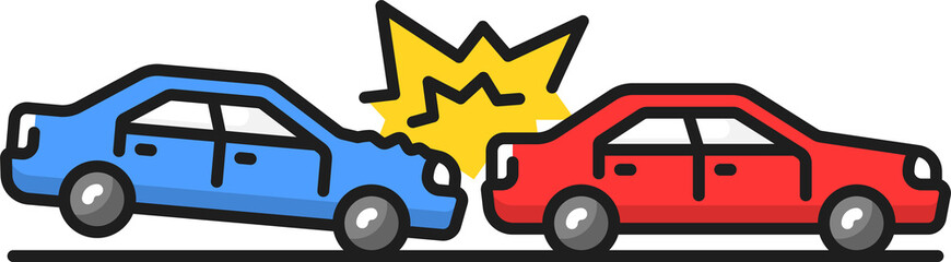 Two cars impact, road accident, rear-end collision