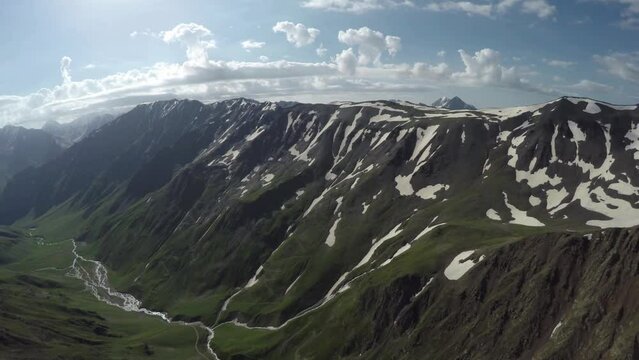 Caucasus, Ossetia. Bugultadon Gorge. East ridge of Nar mountain.