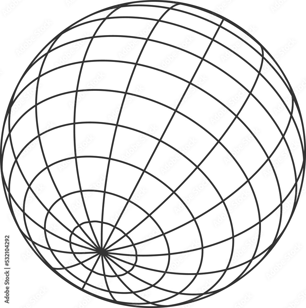 Aufkleber Virtual globe sphere with mesh net, 3D ball grid