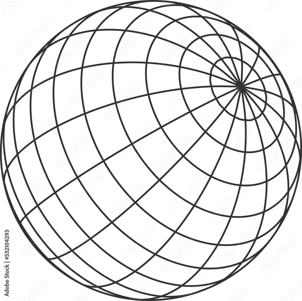 Poster gridded wireframe sphere isolated 3d globe ball.