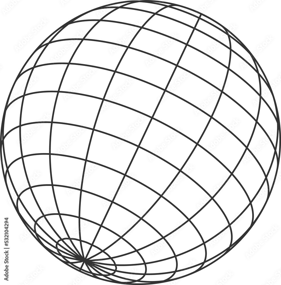 Poster Globe grid line icon, isolated wireframe ball net