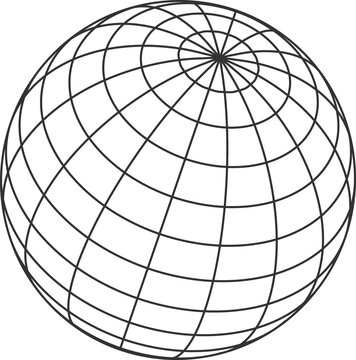 Wire frame planet sphere, circular 3D world globe
