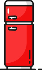 Red fridge freezer house appliance, outline device