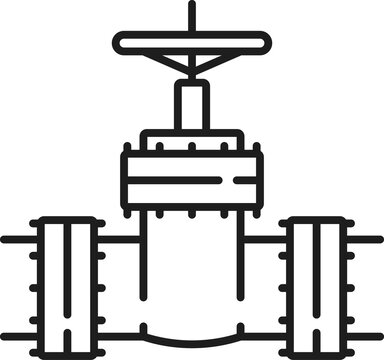 Industrial pipe valve with rotating handwheel icon