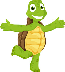 Tortoise, sea turtle marine animal standing on leg