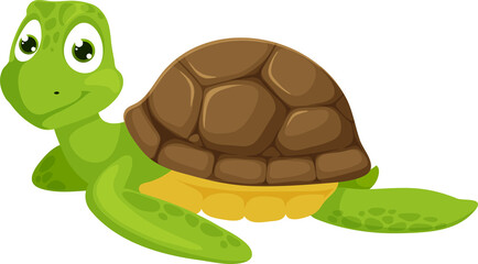 Cartoon sea turtle funny marine underwater animal