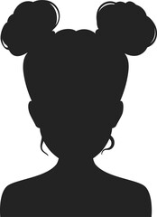 Child female avatar silhouette, young woman face